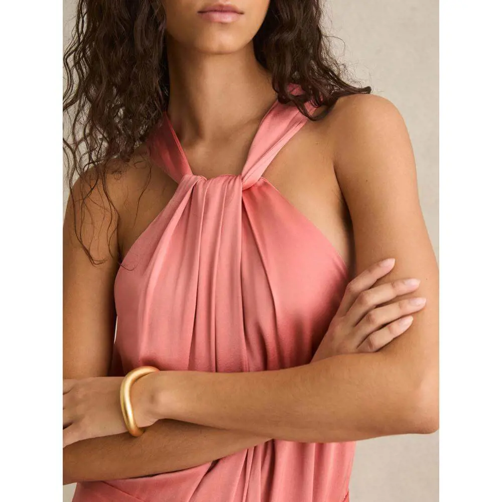 REISS ROSIN Satin Wide Leg Draped Jumpsuit